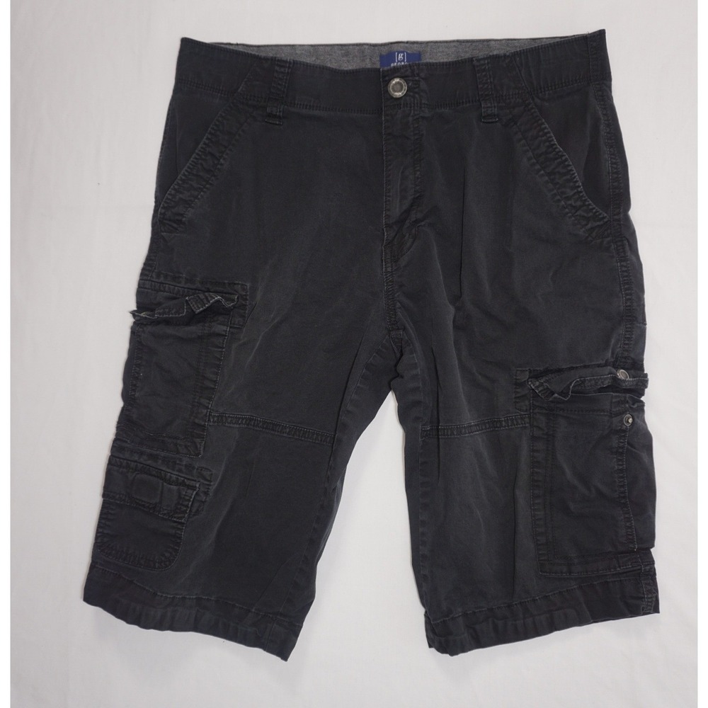 George 34 Cargo Shorts Black Cotton Blend Stretch Multi Pocket